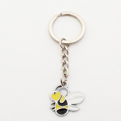 Zinc Alloy Key Clasp Bee plated Unisex & enamel key clasp length 70-100mm Sold By PC