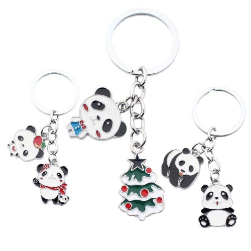 Zinc Alloy Key Clasp Panda plated Unisex & enamel key clasp length 70-100mm Sold By PC