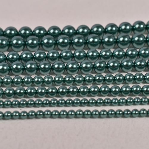 Glas perle perler, Glass Pearl, Runde, du kan DIY & forskellig størrelse for valg, grøn, Solgt Per Ca. 40 cm Strand