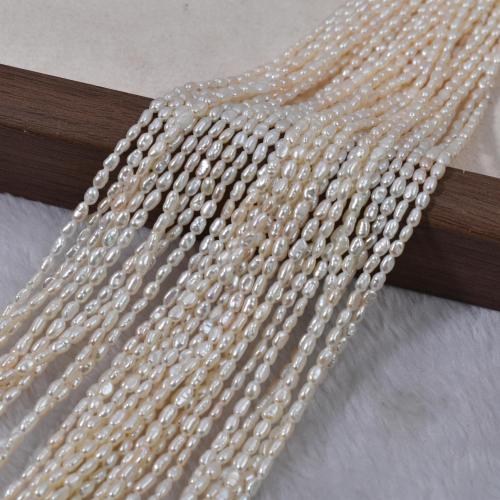 Rice ferskvandskulturperle Beads, Ferskvandsperle, Ris, du kan DIY, hvid, about:3-4mm, Solgt Per Ca. 35 cm Strand