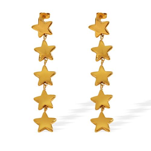 Stainless Steel Stud Earrings 304 Stainless Steel Star 18K gold plated fashion jewelry & for woman Sold By Pair