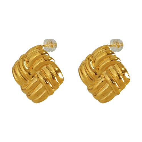 Stainless Steel Stud Earrings 304 Stainless Steel Square plated fashion jewelry & for woman Sold By Pair