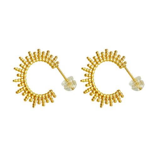 Boucle d'oreille de gaujon en acier inoxydable, Acier inoxydable 304, Placage, bijoux de mode & pour femme, doré, 21x22mm, Vendu par paire