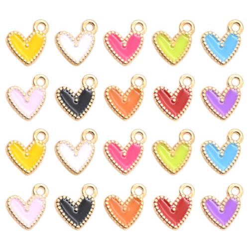 Zinc Alloy émail Pendants, alliage de zinc, coeur, Placage, DIY, plus de couleurs à choisir, 100PC/sac, Vendu par sac