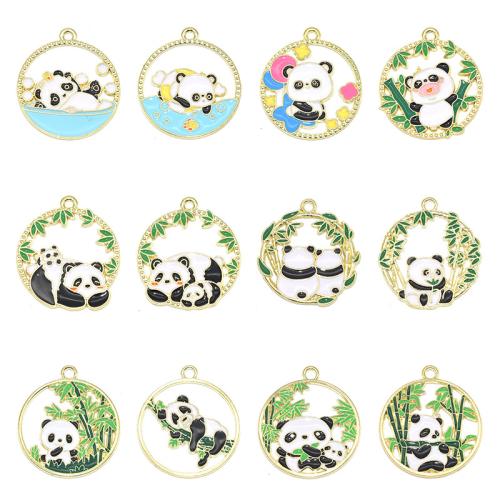 Zink legering emalje vedhæng, Zinc Alloy, Panda, forgyldt, du kan DIY, flere farver til valg, 28x25mm, 100pc'er/Bag, Solgt af Bag