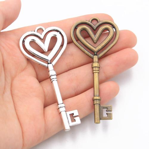 Zinc Alloy Key Pendler, Nøgle, forgyldt, du kan DIY, flere farver til valg, 31x69mm, 100pc'er/Bag, Solgt af Bag