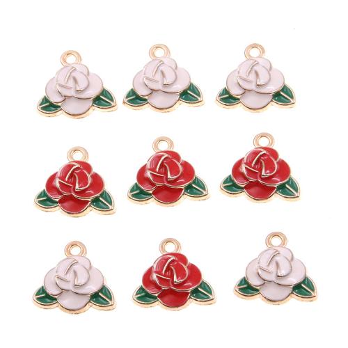 Zinc Alloy émail Pendants, alliage de zinc, Rose, Placage, DIY, plus de couleurs à choisir, 17x17mm, 100PC/sac, Vendu par sac