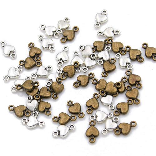 Srce Zinc Alloy priključak, Cink Alloy, pozlaćen, možete DIY & 1/1 petlje, više boja za izbor, 5x10mm, 100računala/Torba, Prodano By Torba