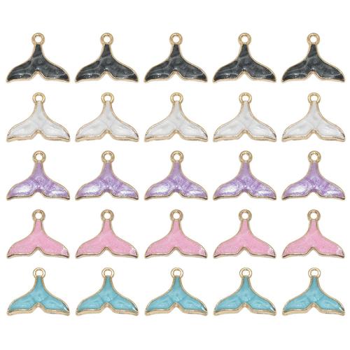 Zinc Alloy Enamel Pendants Mermaid tail plated DIY Sold By Bag