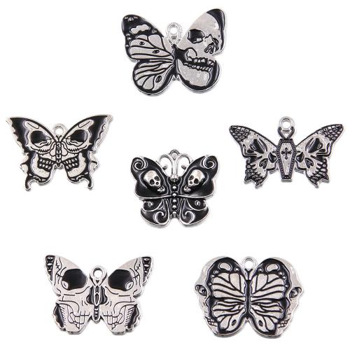 Zinc Alloy Enamel Pendants Butterfly plated DIY Sold By Bag