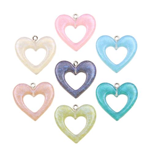 Ciondoli a cuore in lega di zinco, lega in zinco, with resina, placcato, DIY, 29x30mm, 100PC/borsa, Venduto da borsa