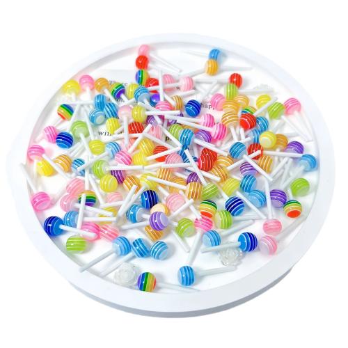 3D Nail Art Decoratie, Hars, Lollipop, epoxy sticker, DIY, gemengde kleuren, 6x17mm, Verkocht door PC