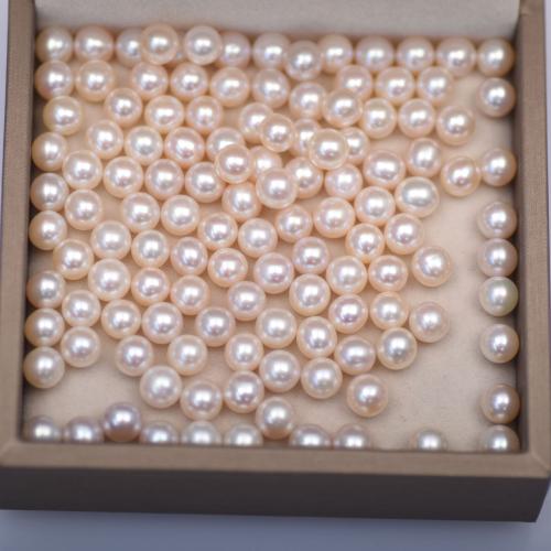 Natural Freshwater Pearl Loose Beads Slightly Round DIY & half-drilled white .5-7mm Sold By PC