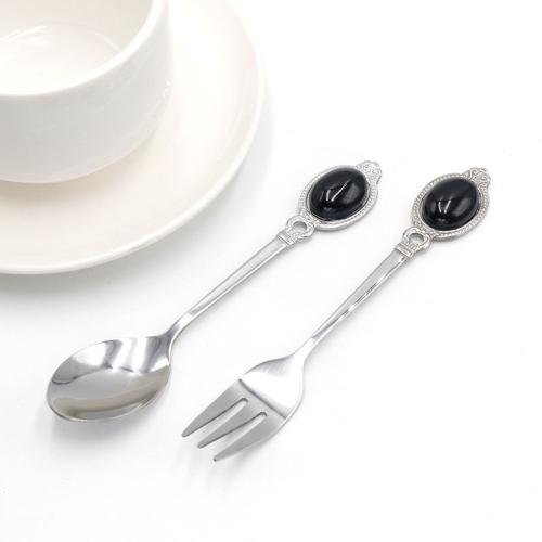 Tableware 304 Stainless Steel fork & spoon with Gemstone Sold By PC