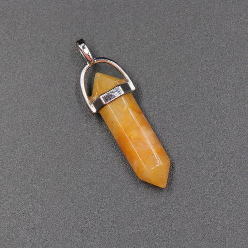 Gemstone Vedhæng Smykker, Ædelsten, med Messing & Zinc Alloy, Konisk, sølvfarvet forgyldt, du kan DIY & forskellige materialer til valg, flere farver til valg, 8x32mm, Solgt af PC