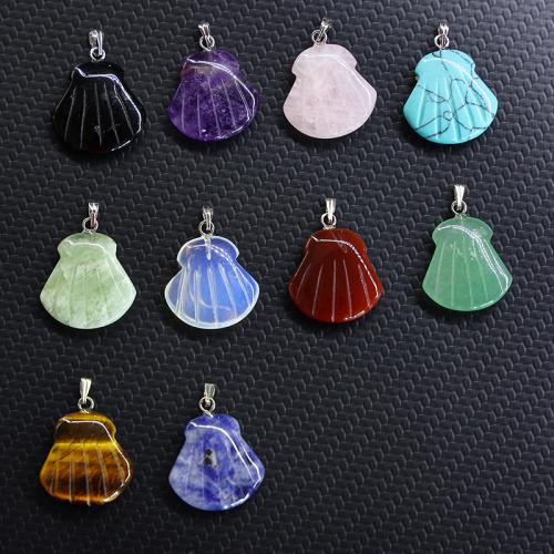 Gemstone Pendants Jewelry with Iron & 304 Stainless Steel Shell Carved DIY Sold By PC