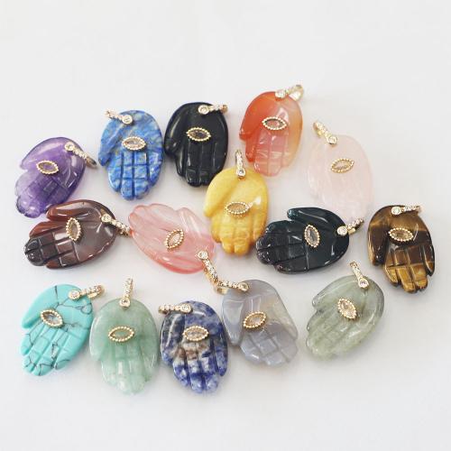 Gemstone Pendants Jewelry with Brass & Zinc Alloy Hand gold color plated DIY & with rhinestone Sold By PC