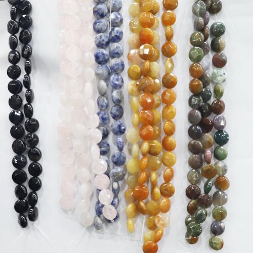 Mixed Gemstone Beads Flat Round DIY Sold By Strand