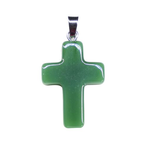 Gemstone Pendants Jewelry Night-Light Stone with Iron & 304 Stainless Steel Cross DIY Sold By PC