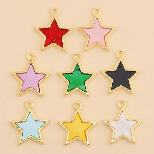 Zinc Alloy émail Pendants, alliage de zinc, étoile, Placage de couleur d'or, envoyé au hasard & DIY, 100PC/sac, Vendu par sac