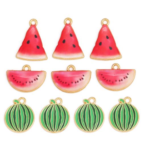 Zinc Alloy Enamel Pendants Fruit gold color plated DIY nickel lead & cadmium free Sold By Bag