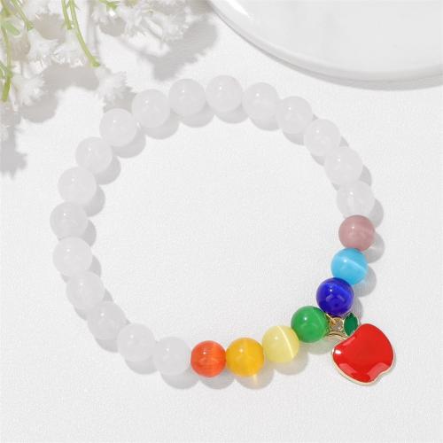 Pulseras de ojos de gatos, Ojo de gato, con Ágata, Manzana, para mujer & esmalte, multicolor, Vendido por UD