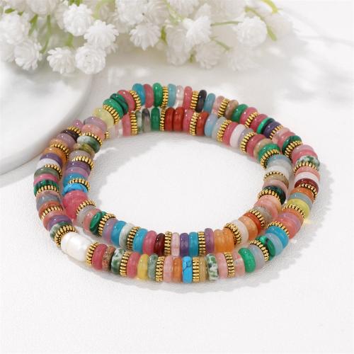 Bracelets de pierres précieuses, Pierre naturelle, avec perle de plastique, différents matériaux pour le choix & pour femme, plus de couleurs à choisir, Vendu par PC