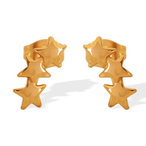 Stainless Steel Stud Earrings 304 Stainless Steel Star plated fashion jewelry & for woman golden Sold By Pair