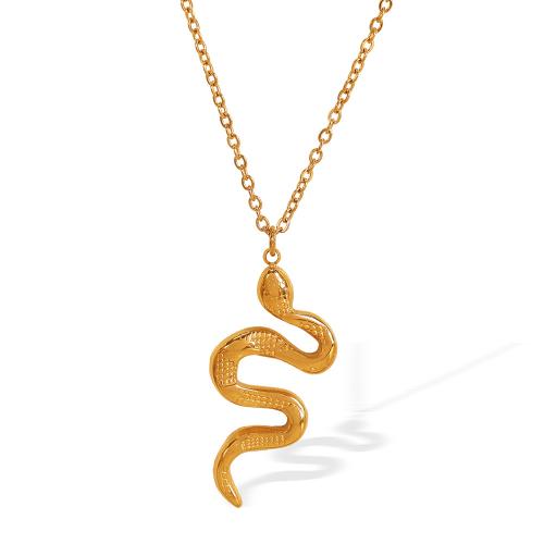 Stainless Steel Jewelry Necklace 304 Stainless Steel with 5cm extender chain Snake 18K gold plated fashion jewelry & for woman Length 40 cm Sold By PC