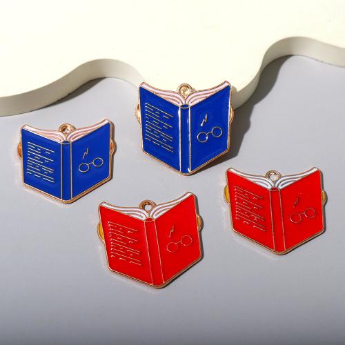 Zinc Alloy Enamel Pendants Book plated DIY Sold By Bag