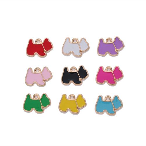 Zinc Alloy émail Pendants, alliage de zinc, chien, Placage, DIY, plus de couleurs à choisir, 14x11x1mm, 100PC/sac, Vendu par sac