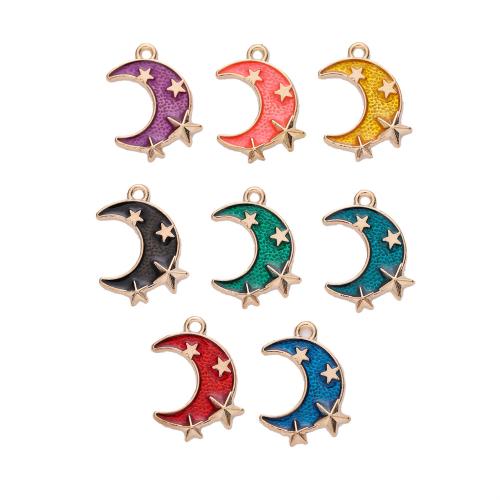 Zinc Alloy Enamel Pendants Moon plated DIY Sold By Bag