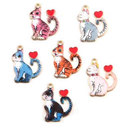 Zinc Alloy Animal Pendants Cat plated DIY & enamel Sold By Bag