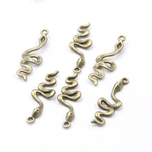 Zinc Alloy Animal Pendler, Snake, forgyldt, du kan DIY, flere farver til valg, 10x28mm, 100pc'er/Bag, Solgt af Bag