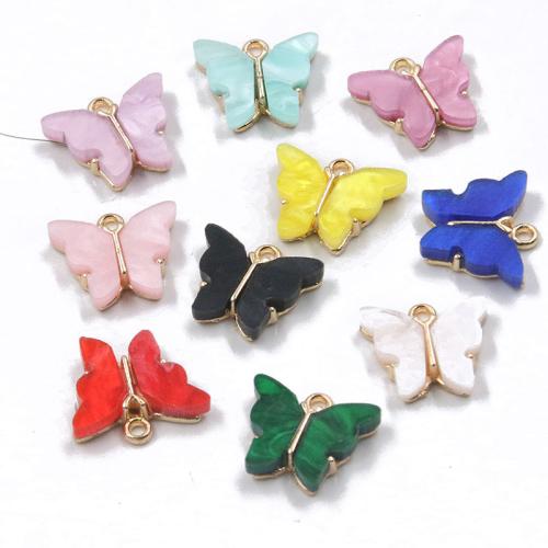 Zinc Alloy Animal Pendants with Resin & Plastic Butterfly plated DIY Sold By Bag