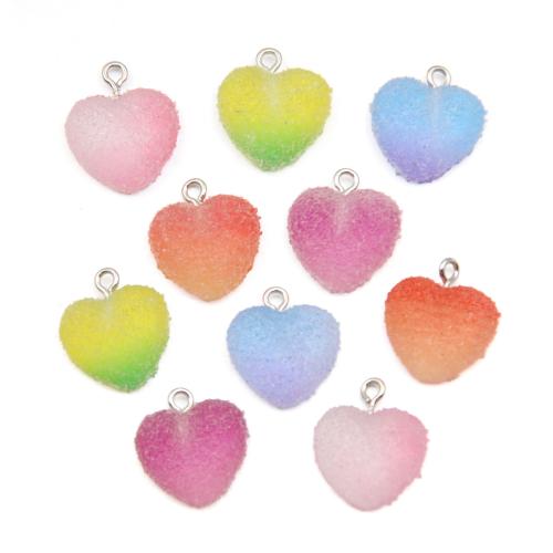 Plastic Vedhæng, med Resin, Heart, forgyldt, du kan DIY, flere farver til valg, 17x18mm, 100pc'er/Bag, Solgt af Bag