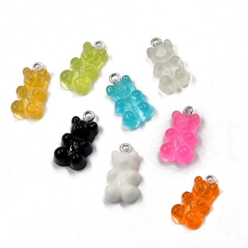 Plastic Pendants with Resin Bear plated DIY Sold By Bag