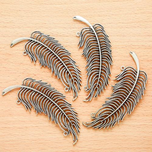 Forbindelse til zinklegering, Zinc Alloy, Feather, forgyldt, du kan DIY & 1/1 løkke, 82x30mm, 100pc'er/Bag, Solgt af Bag