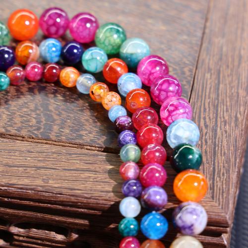 Perles agate veines de dragon naturelles, Rond, DIY, multicolore, 8mm, Environ 46PC/brin, Vendu par brin