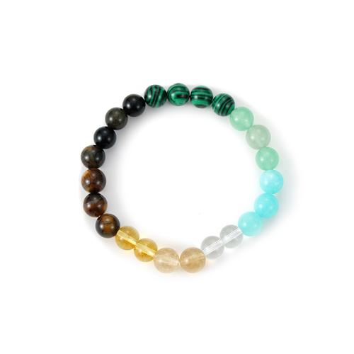 Gemstone Armbånd, Ædelsten, med Glas, Runde, mode smykker & Unisex, blandede farver, 8mm, Længde Ca. 19 cm, Solgt af PC