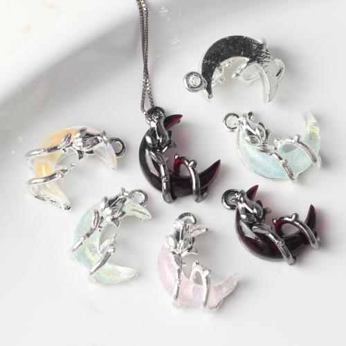 Zinc Alloy Moon Pendants with Resin plated DIY nickel lead & cadmium free Sold By Bag