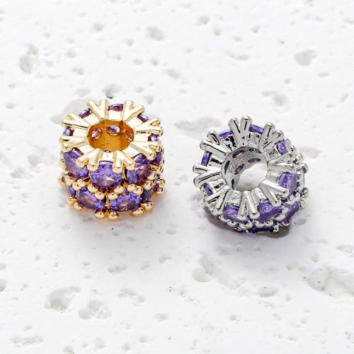 Cubic Zirconia Micro Pave Brass Beads plated DIY & micro pave cubic zirconia nickel lead & cadmium free Sold By PC