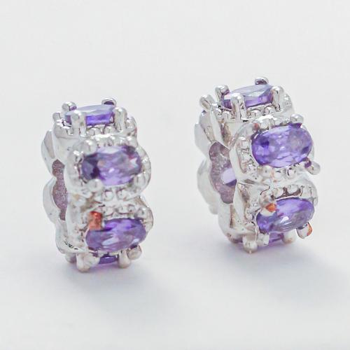 Cubic Zirconia grânulos de latão Micro Pave, cobre, cromado de cor dourada, DIY & micro pavimento em zircônia cúbica, roxo, níquel, chumbo e cádmio livre, vendido por PC