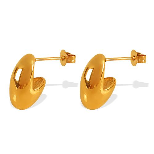 Stainless Steel Stud Earrings 304 Stainless Steel 18K gold plated fashion jewelry & for woman Sold By Pair