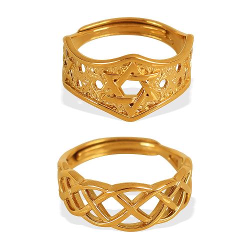 Stainless Steel Finger Ring 304 Stainless Steel 18K gold plated & for woman & hollow Sold By PC