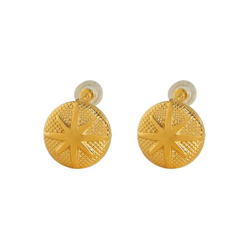 Stainless Steel Stud Earrings 304 Stainless Steel Round plated fashion jewelry & for woman golden Sold By Pair