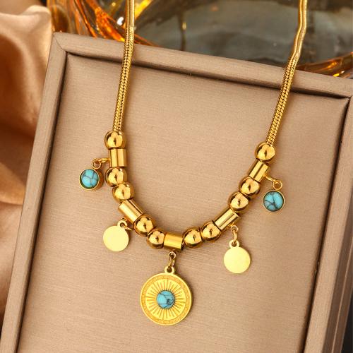 Fashion Stainless Steel Jewelry Sets 304 Stainless Steel with turquoise plated fashion jewelry & for woman golden Sold By PC