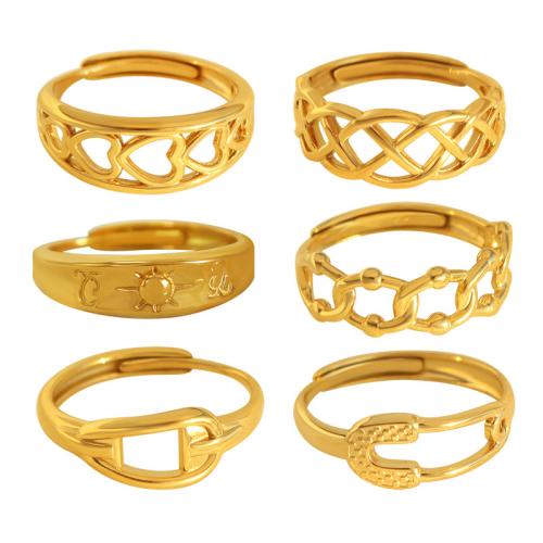 Stainless Steel Finger Ring 304 Stainless Steel 18K gold plated & for woman & hollow Sold By PC