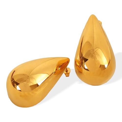 Stainless Steel Stud Earrings 304 Stainless Steel Teardrop 18K gold plated fashion jewelry & for woman Sold By Pair