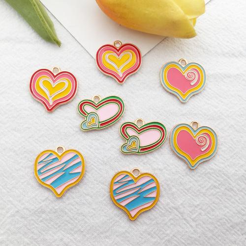 Zinc Alloy Enamel Pendants Heart plated DIY Sold By Bag